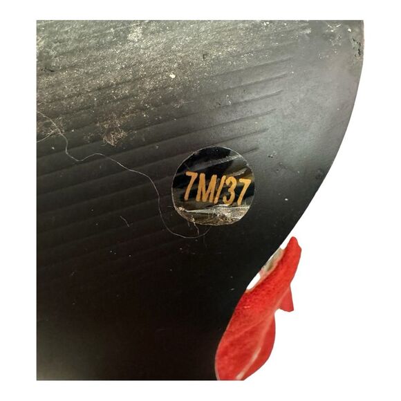 BCBG Max Azria Red Suede Strappy Stiletto Ankle Strap Heels Women's Size 8.5 - Picture 9 of 14